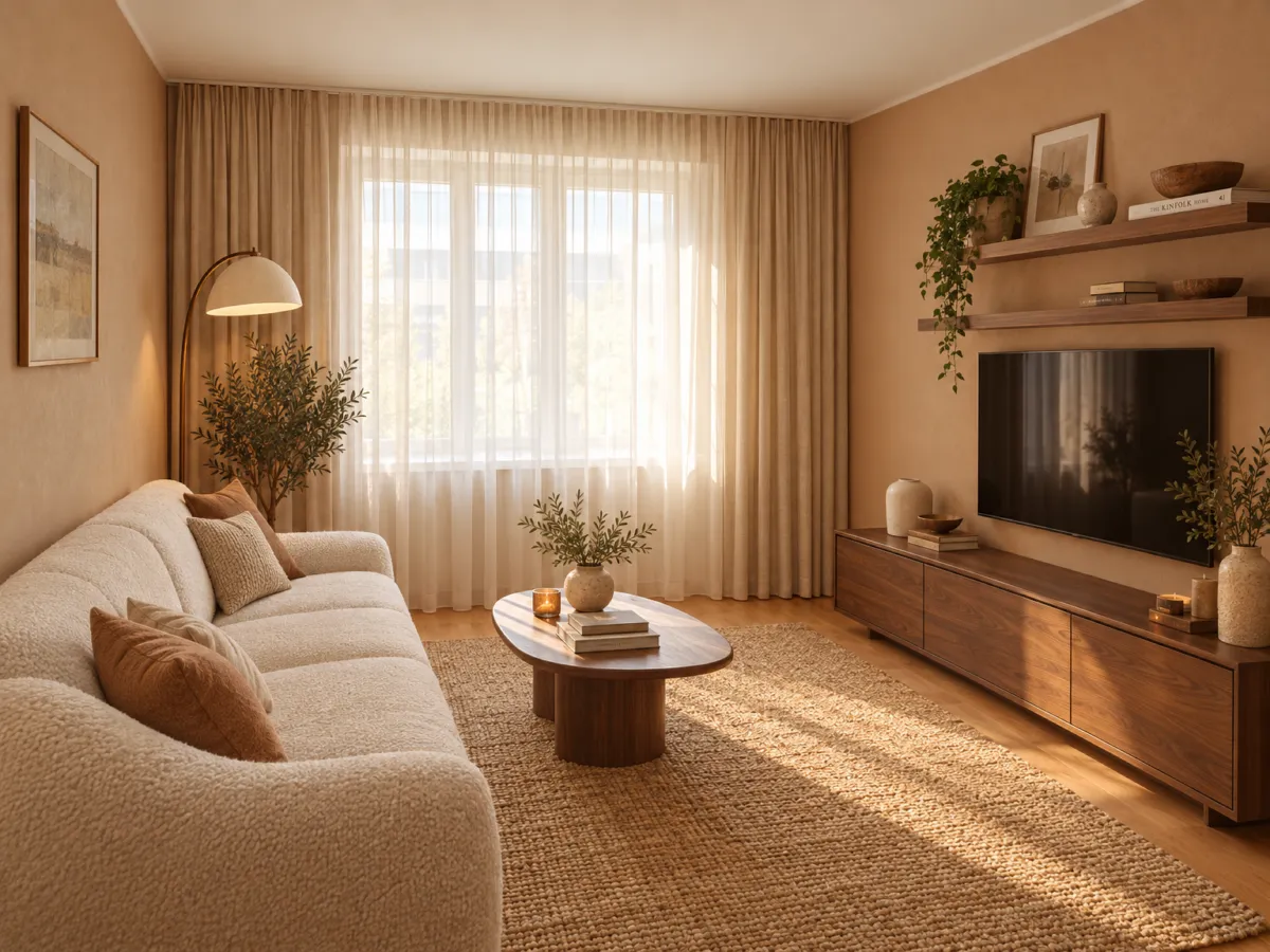 Dated living room restyled with new furniture and colors